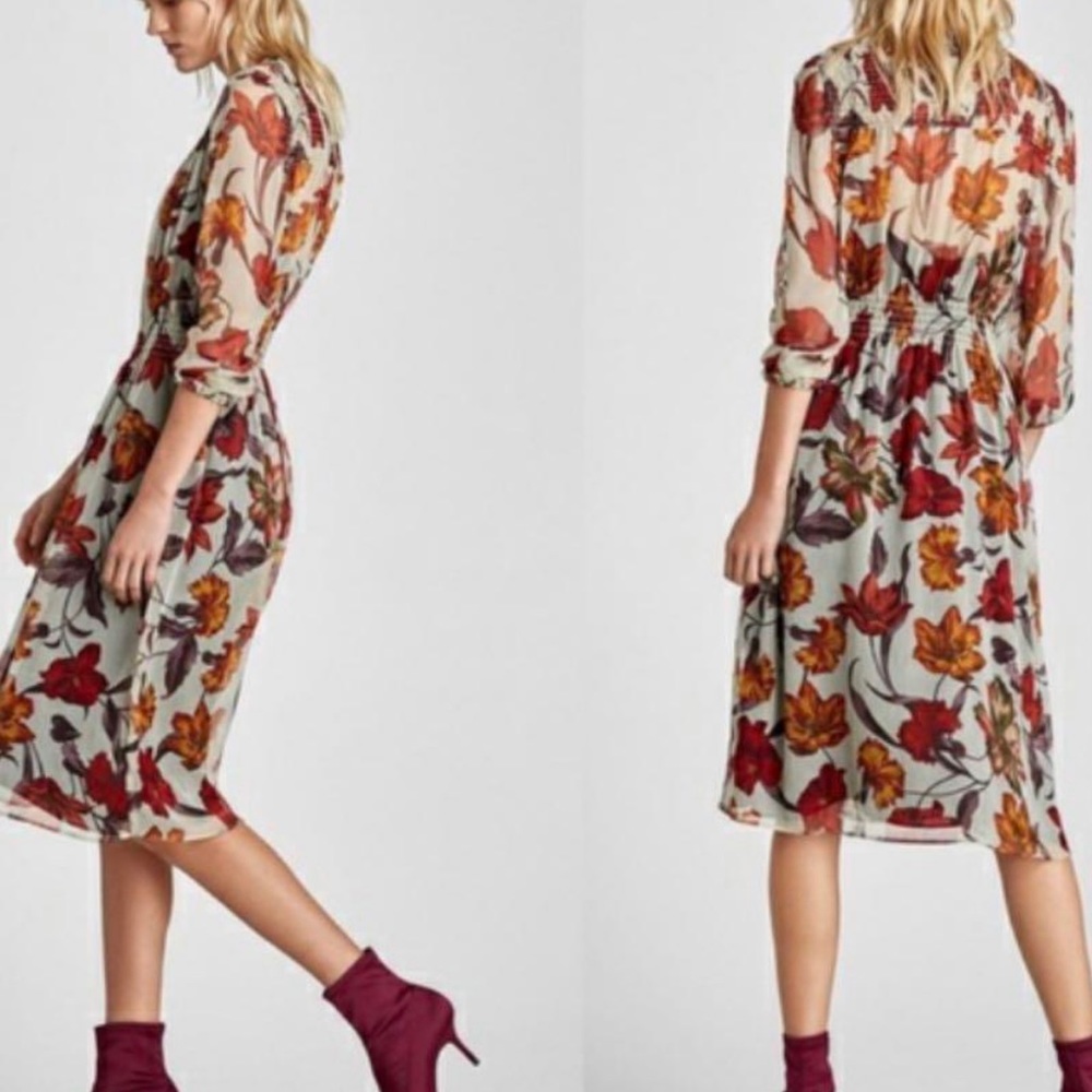 Zara fall leaf midi dress